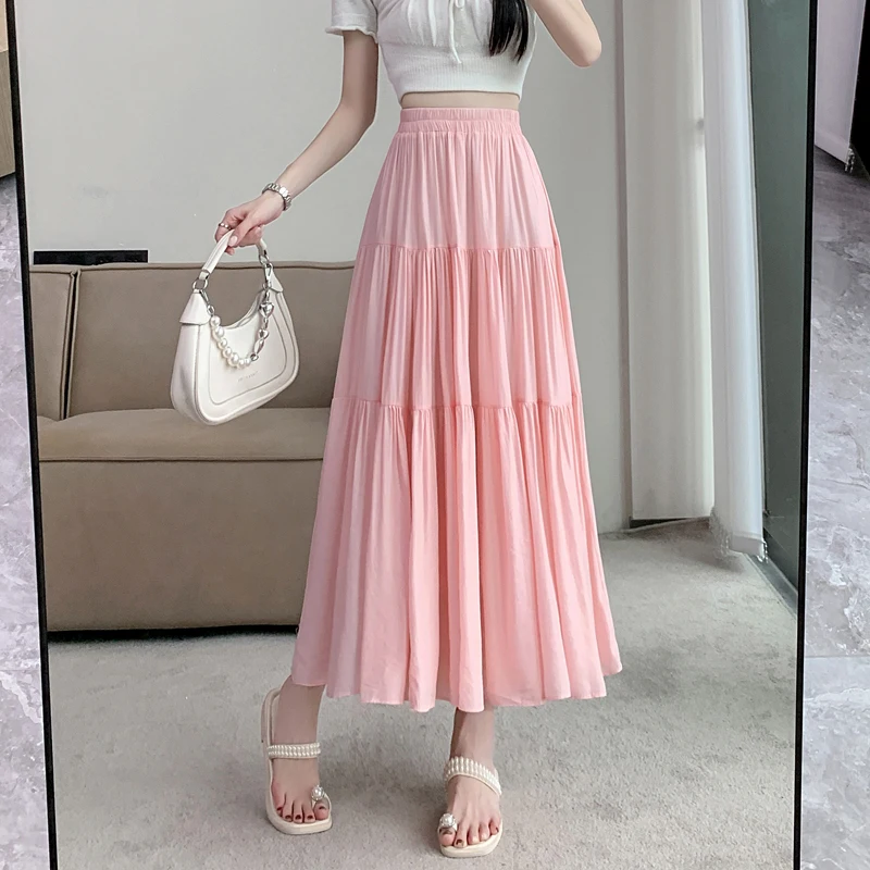 

Women's Mesh Ruffle Half Body Skirt Fashion Mesh Skinny A Line Tutu Skirt Solid Colour Elegant Casual Long Half Body Skirt