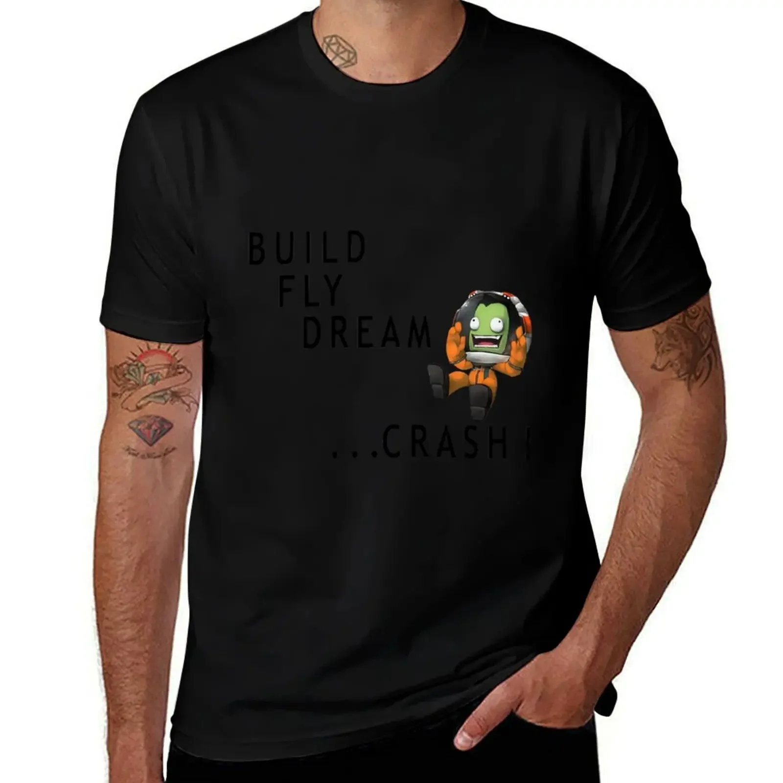 build fly dream crash , Kerbal space program T-Shirt anime shirt cute clothes black t-shirts for men