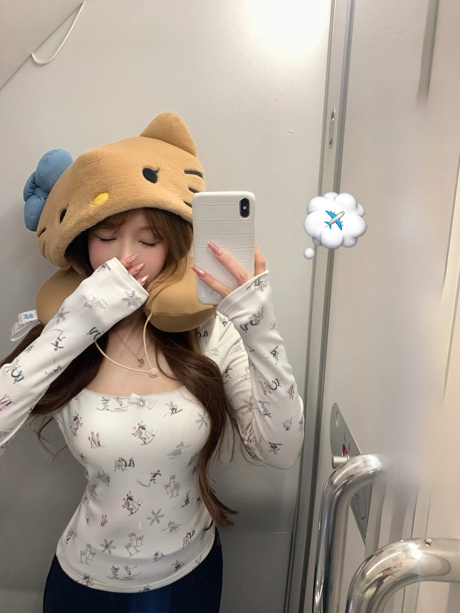 

Женская футболка Lukira с принтом и квадратным вырезом, облегающая, с подкладкой на груди, для повседневной носки, с длинным рукавом, мягкая и удобная