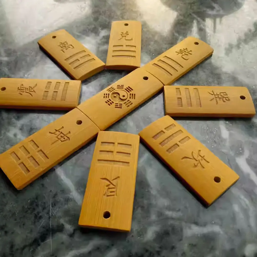 9 stks Bagua Waarzeggerij Gereedschap Houten Waarzeggerij Kaarten Lichtgewicht Draagbare Decor Thuiskantoor Gebruik Chinese Spirituele