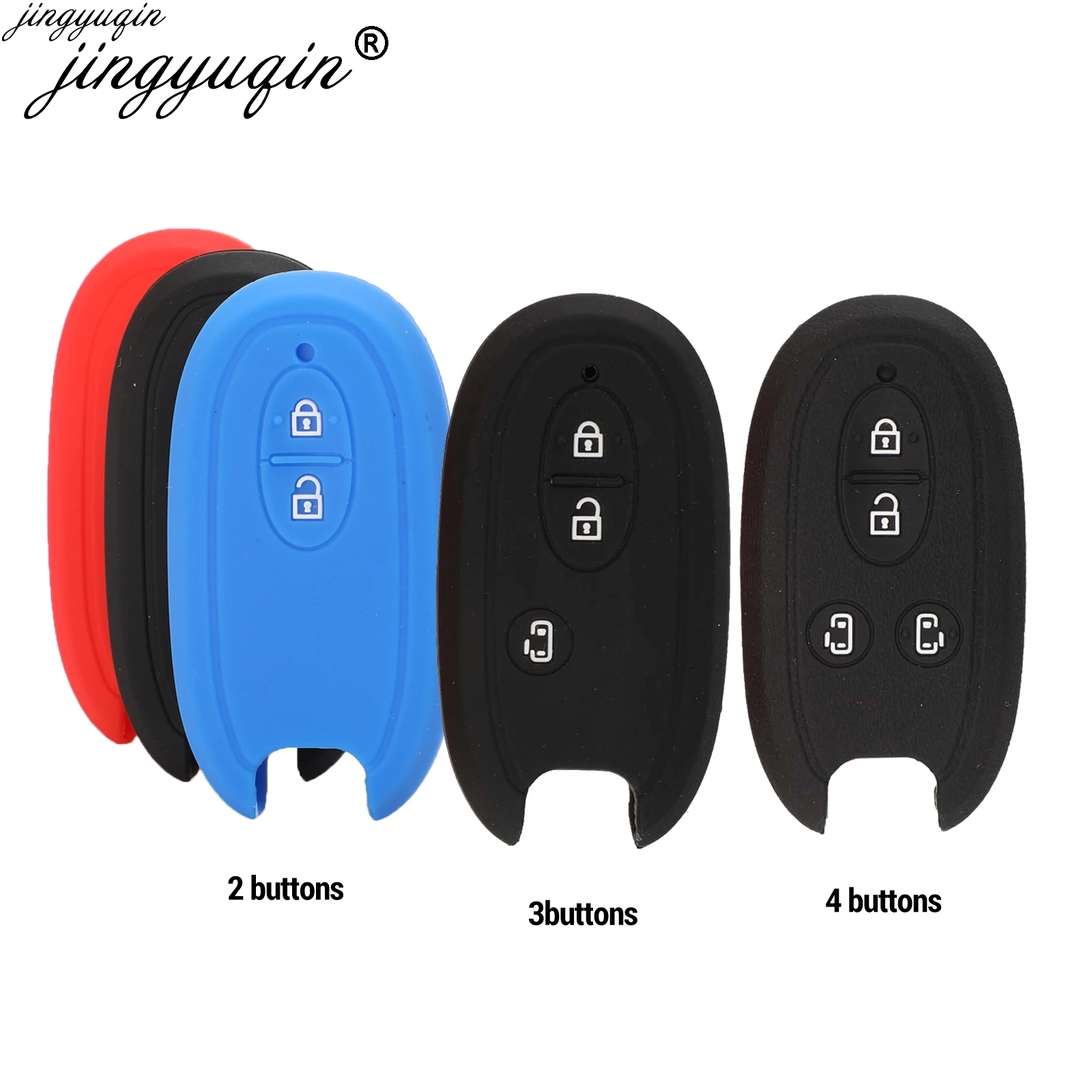 Jingyuqin 2/3/4 Buttons Key Cover Fob Case Shell for Suzuki e alto hasla 1 - lapin wagon r Smart Key Silicone Car Key Cover