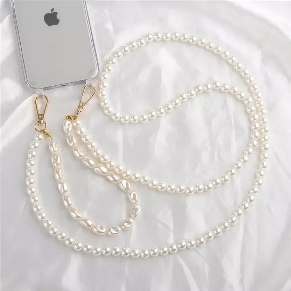 Luksusowe etui z perełkowym łańcuszkiem i paskiem na ramię, odporne na wstrząsy, akrylowe, do iPhone 17 18 16 14 13 12 Mini 11 15 Pro Max Plus, z paskiem na szyję. — zdjęcie produktu 6