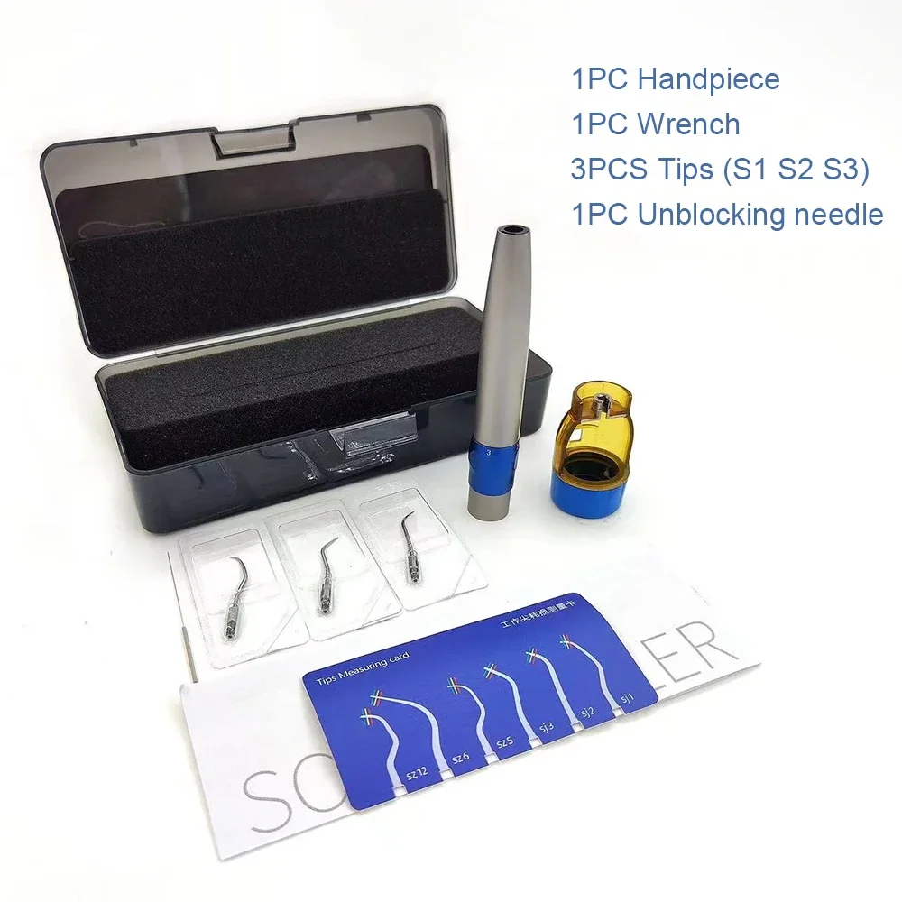 Dental Air Scaler Handpiece with LED Fiber Optic 3 Tips Compatible with Kavo Coupling Teeth Scaling Whitening