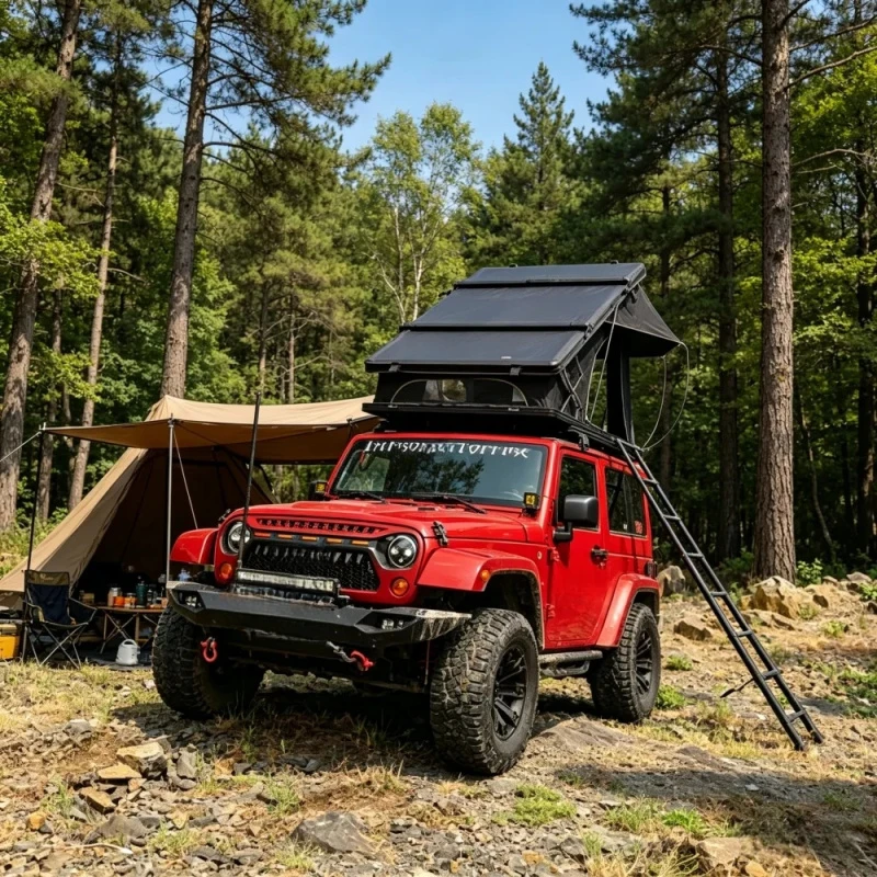 New Arrival Ultra-thin Aluminum Triangle Clamshell Hard Shell Roof Top Tent, Fits 4x4 Vehicles, Outdoor Camping Accessories