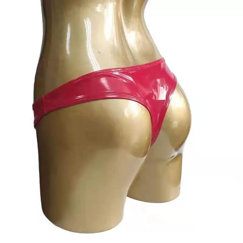 بولي كلوريد الفينيل والجلود منخفضة الارتفاع بيكيني ملخصات ، نظرة الرطب لامعة السروال ، ملابس داخلية مثيرة للسيدات ، الملابس الداخلية الإناث ، الكلسون النادي الليلي #2