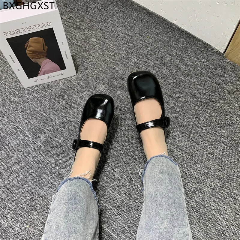 Mary Jane Ladies Shoes Luxury Designer Harajuku Flat Shoes Women Patent Leather Casual Shoes Barefoot Zapatos Planos De Mujer
