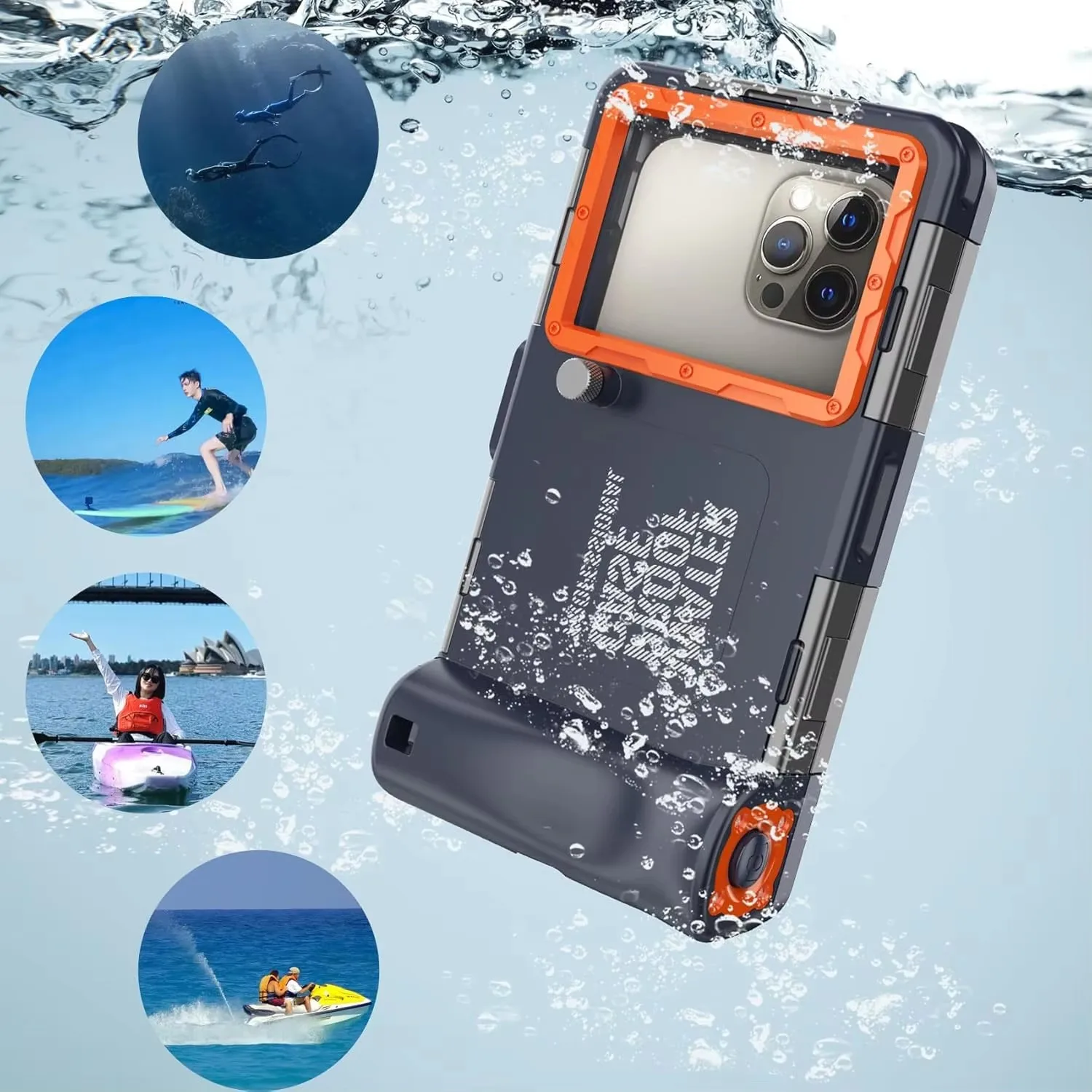 Para iPhone 16 15 14 Plus 13 Pro Max Galaxy S25 S24 S23 IP68 funda impermeable 15M buceo profesional snorkel submarino Shel