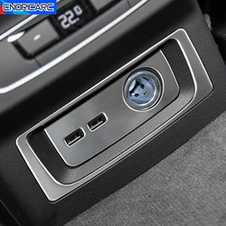 Car Rear Air Cigarette Lighter Panel Frame Decoration Stainless Steel Sticker Trim For Audi Q5 FY 2018-2022 Interior Accessories
