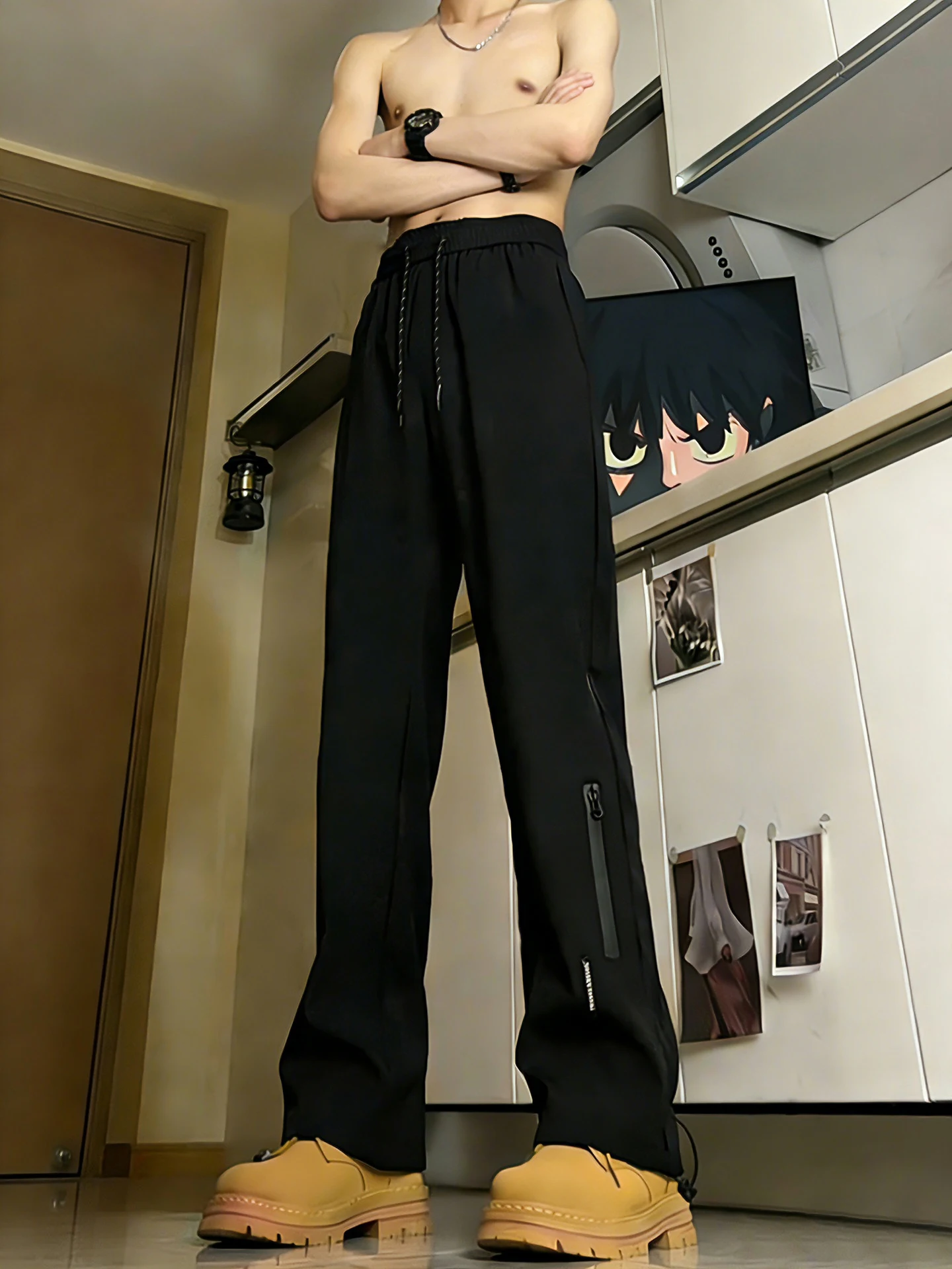 

American Sle Fce Lined Soft ell Men's Hiking Pants Outdoor Windproof Waterproof Tall Straight Leg Workwear Trousers