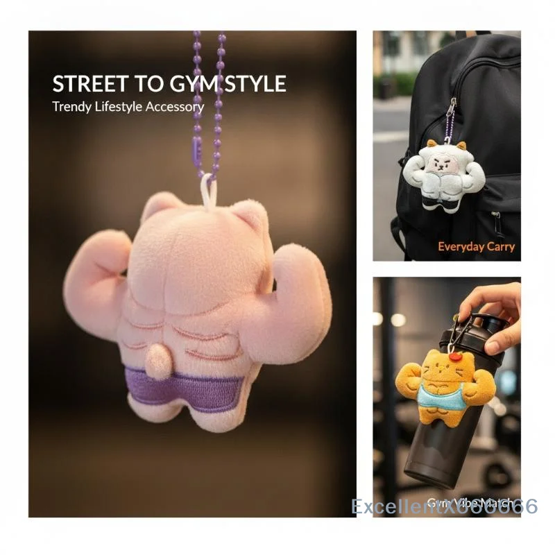 Muscle Abs Stuffed Animal Keychain Soft Plush Key Ring Funny Bag Charm for Holiday Gift Handbag Pendant