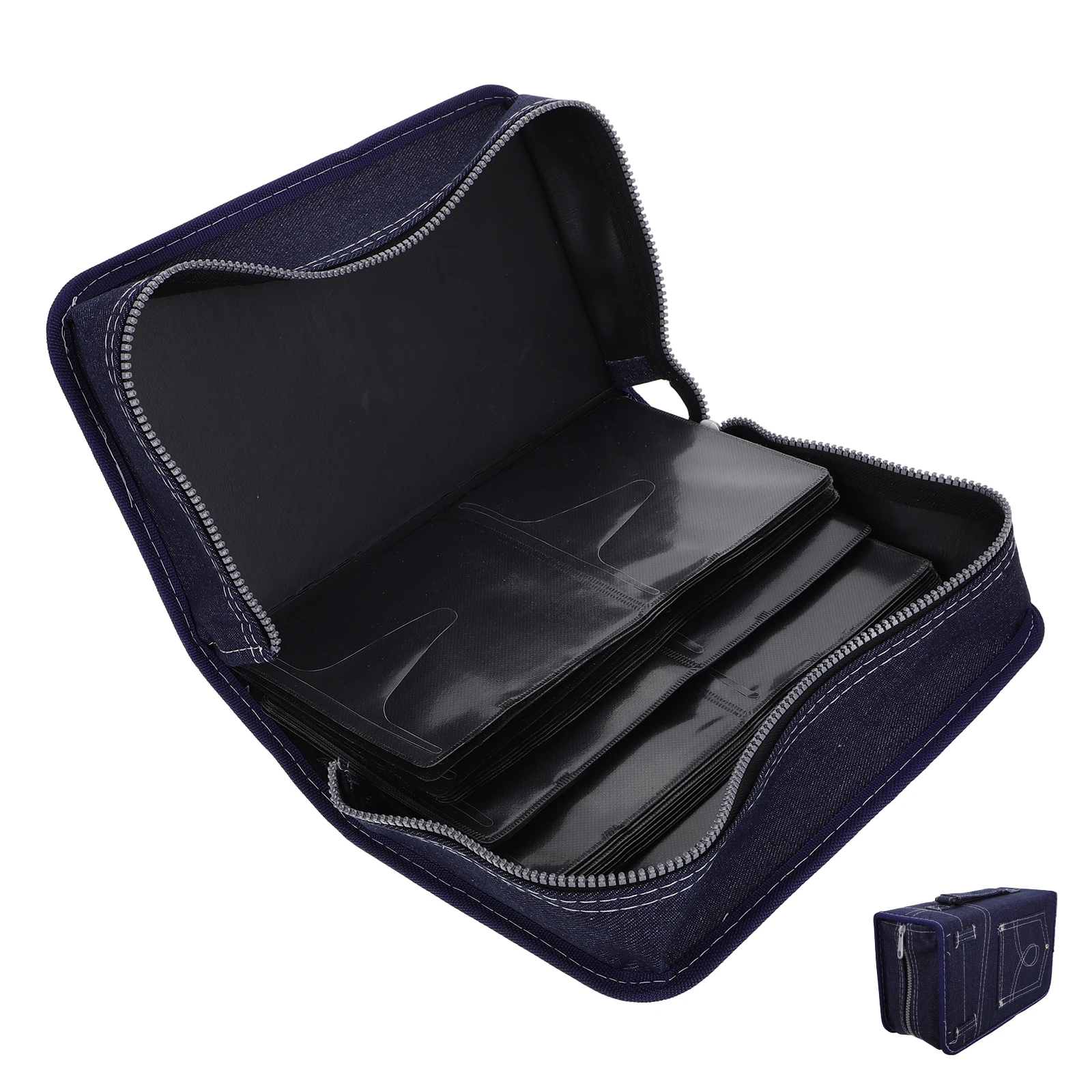

128 Capacity Denim Fabric Disc Storage Bag Dvd Cd Organizer Portable Travel Case for Home Office Use Dvd Carrying Bag