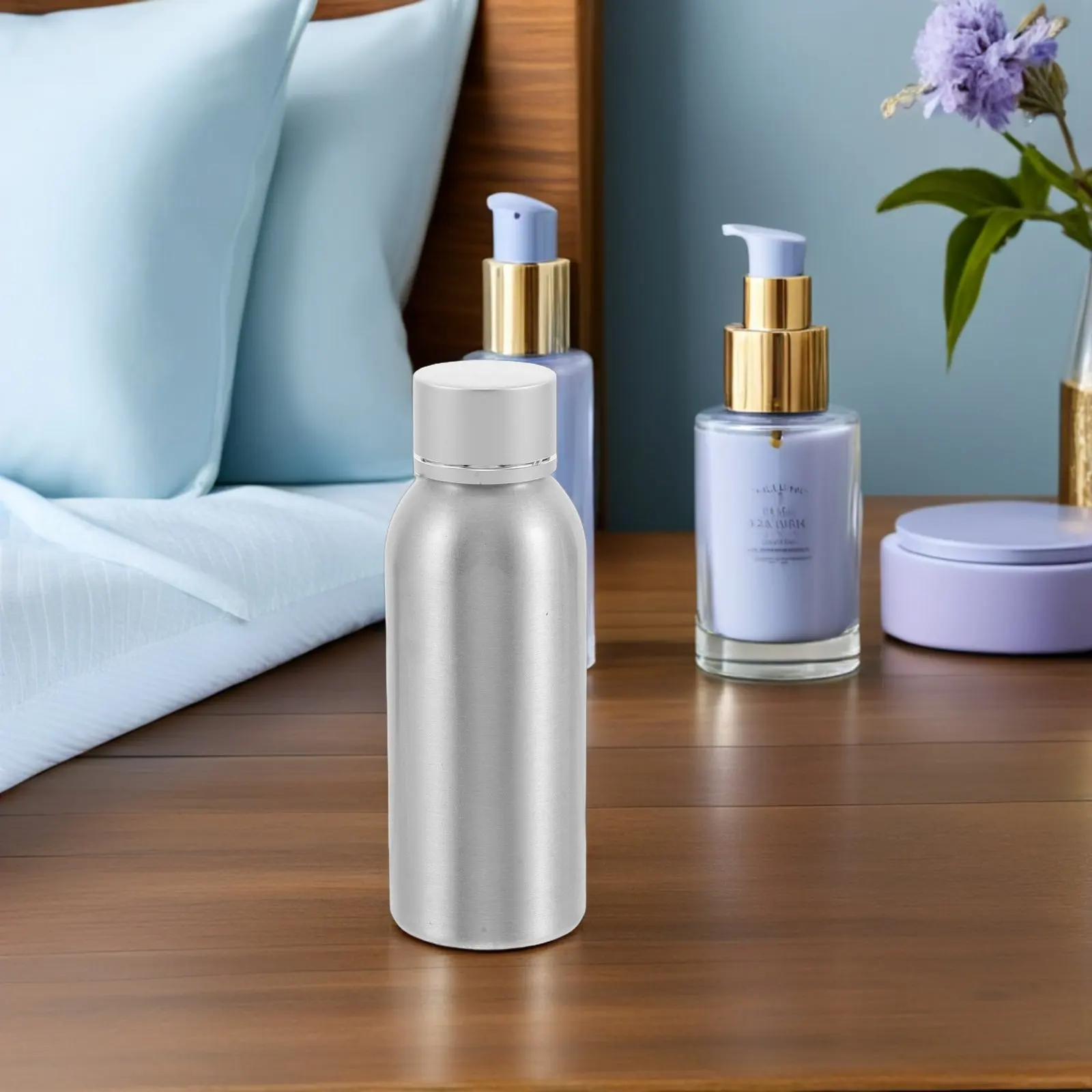 3Pcs 100Ml Aluminum Travel Skincare Containers Portable Refillable Lotion Dispensers for Shampoo Body Wash Perfume Cosmetics