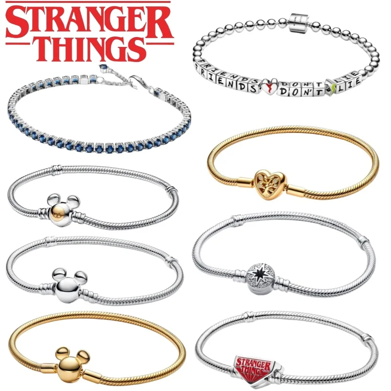 Disney Stranger Things series pendant bead Hellfire ring suitable for original Pandora bracelet DIY women's Christmas gift