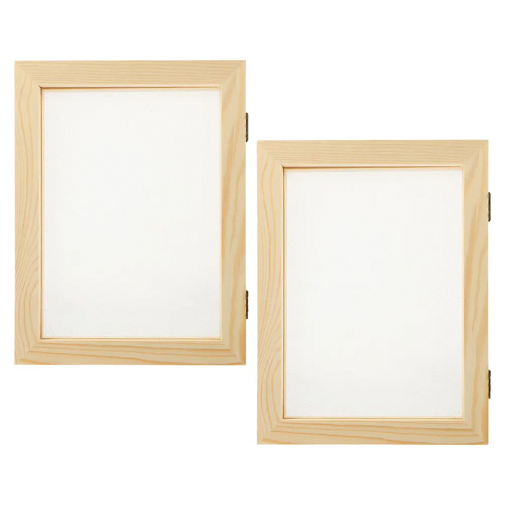 

2Pcs Wooden Paper Making Screen Frame DIY Pine Wood Kit for Handmade Paper Crafting Art Supplies Wooden Craft Frames