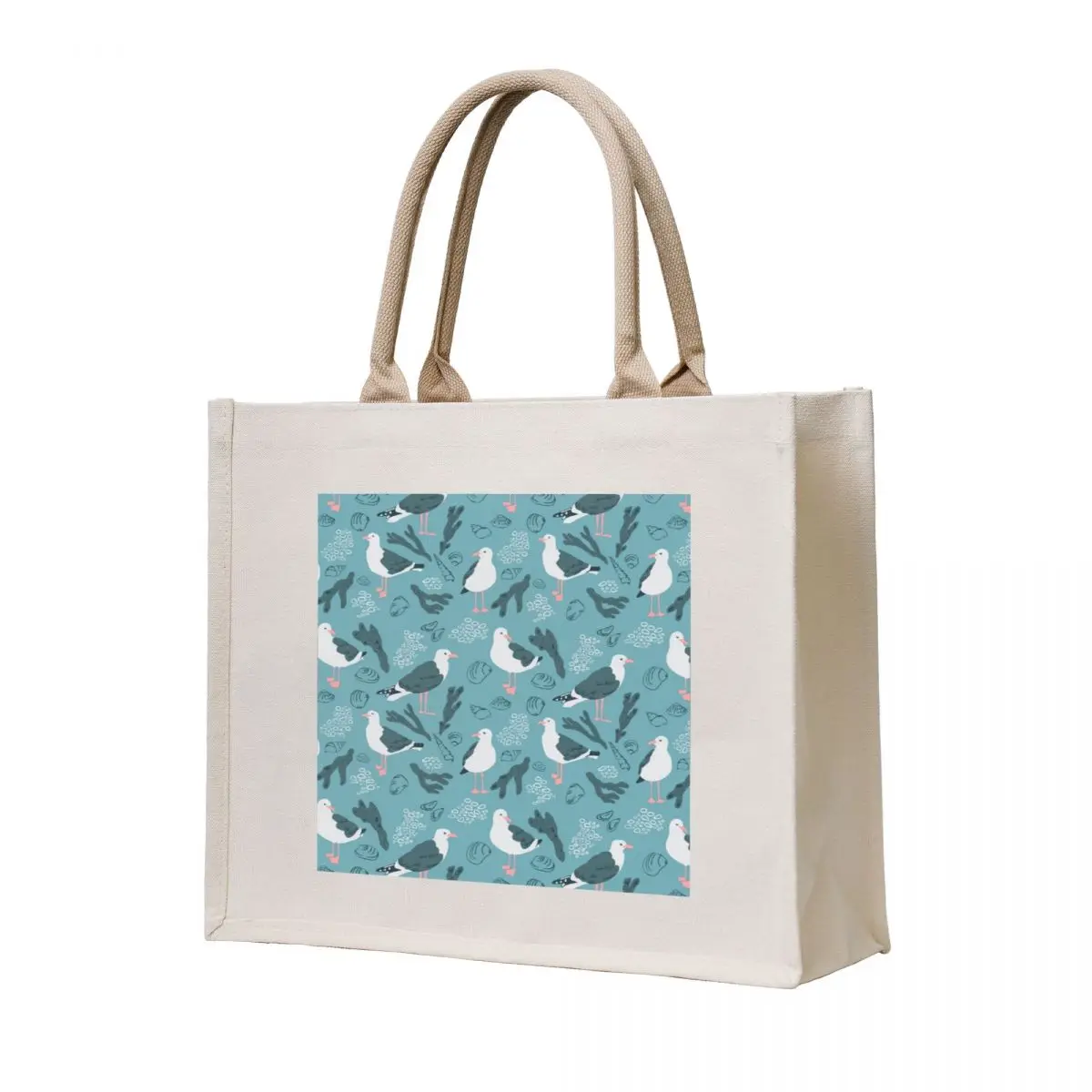 

Seagull at the seaside in blue and teal Tote Bag large tote bag large size bags shopper bag woman shopper women canvas
