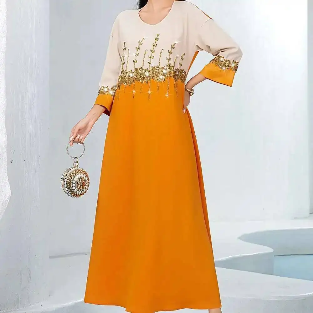 

Meters Ba5138 Orange Double Layered Elegant A-line Skirt Banquet Long Skirt Women's Wear Ramadan Dubai Luxury Islam Elegant