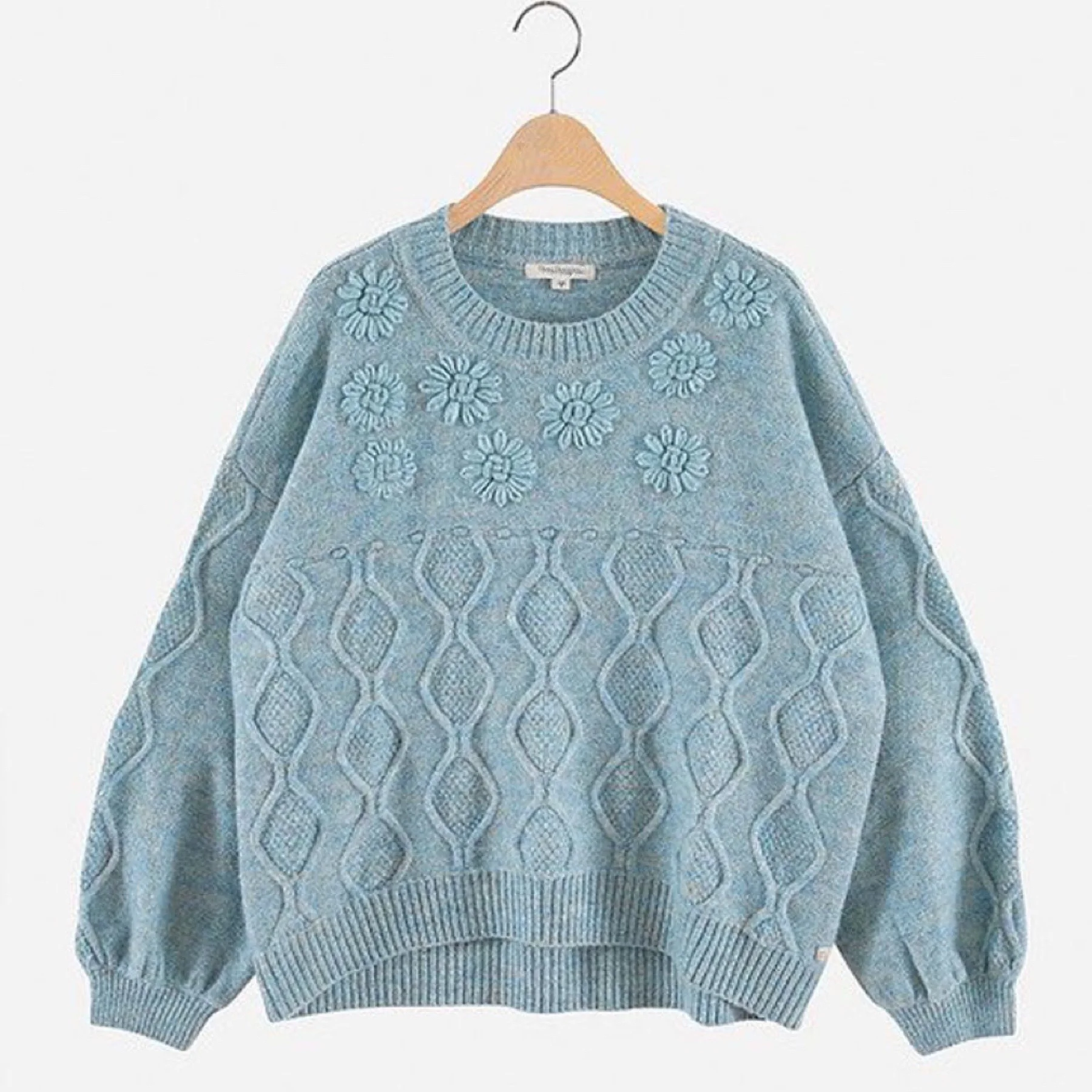 Pure Korean Sle Loose Strickpullover rund Ne Hooked Flower 3D Effect Winter Faion Damen Camere Strickwaren