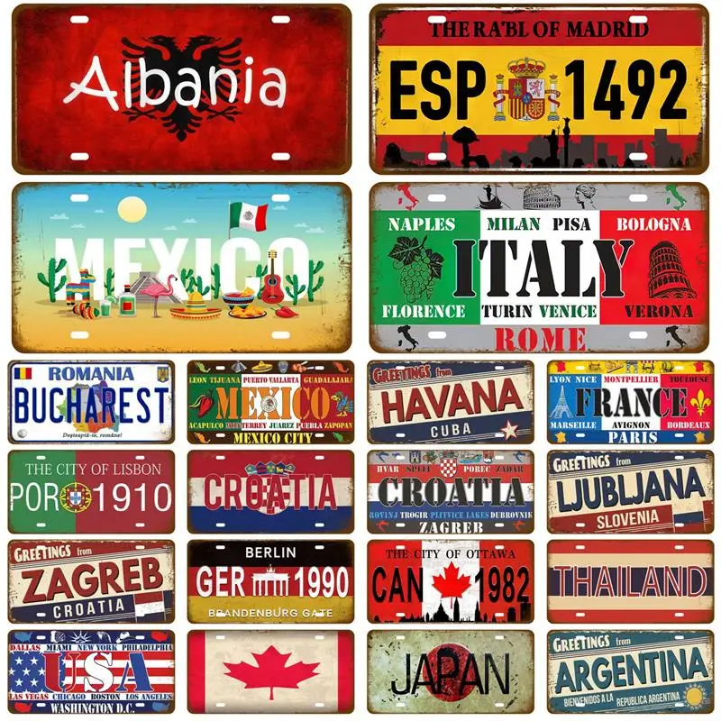 Home Decor National Flag Metal Sign Tinplates Plate Plaque Tin Sign Vintage For Garage Bar Pub Living Room Wall Decoration Art
