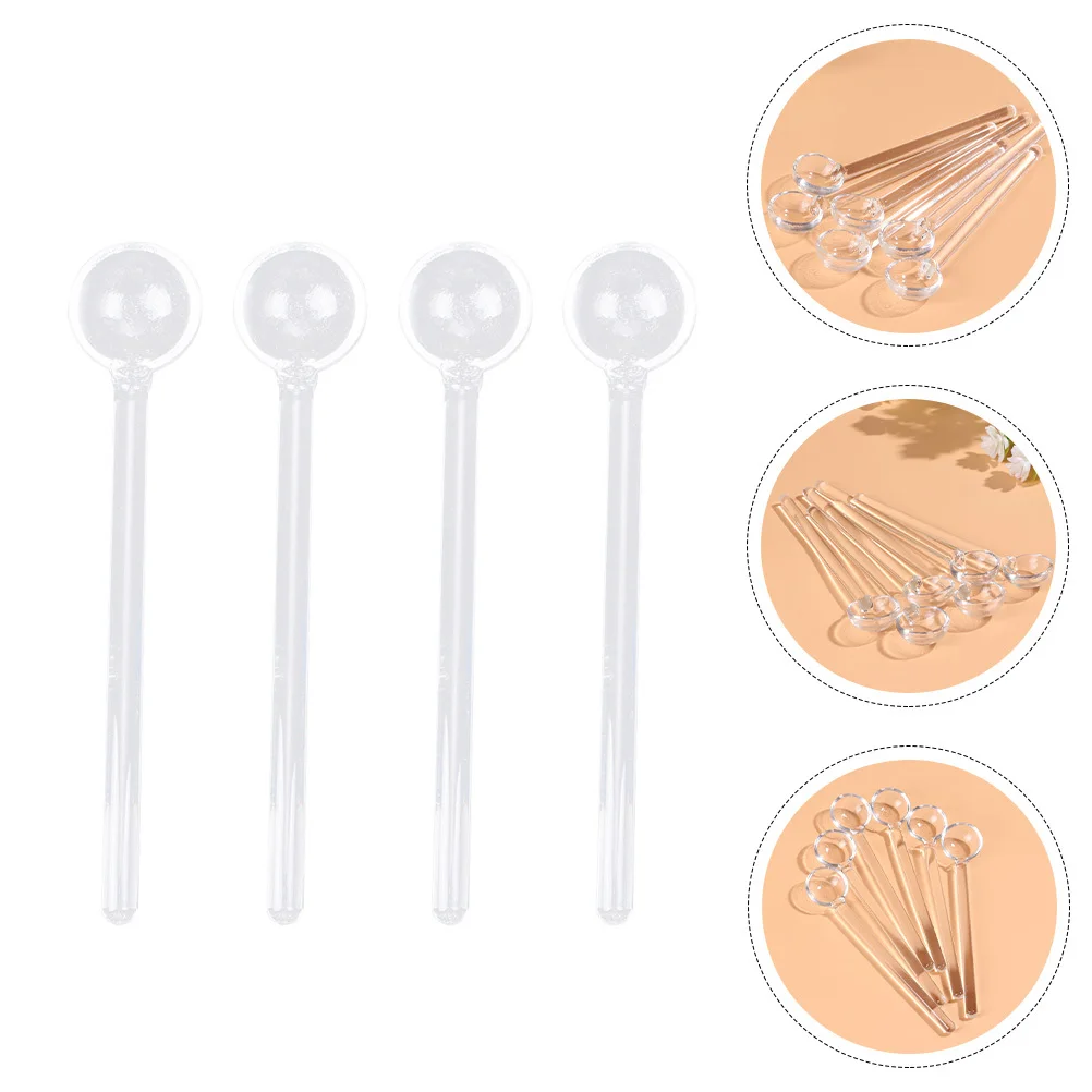 

4Pcs Glass Coffee Stirring Spoons Transparent Long Handle Multipurpose Mixing Spoon for Home Cafe Bar Coffee Stirring Spoons