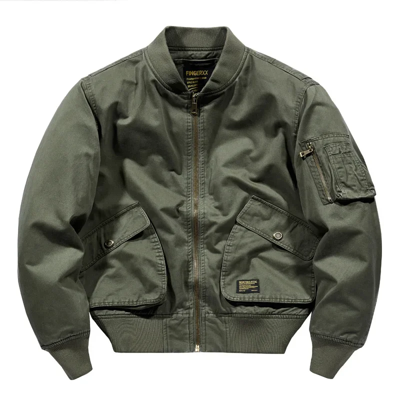 Men New Autumn Air Force Pilot Jacket Heavy Duty Embroidery Baseball Outfit Jacket Trendy Workwear Casual Loose Fit Coats