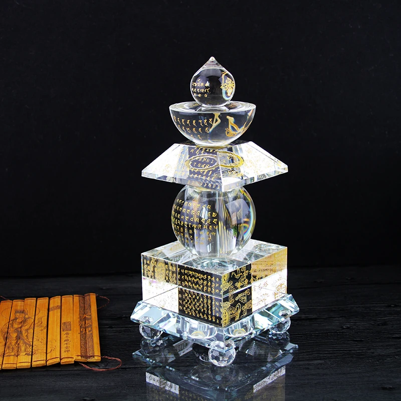 Wholesale Buddhist articles HOME efficacious Tantric talisman Buddhism Scripture crystal dagoba stupa tower Bodhi pagoda statue