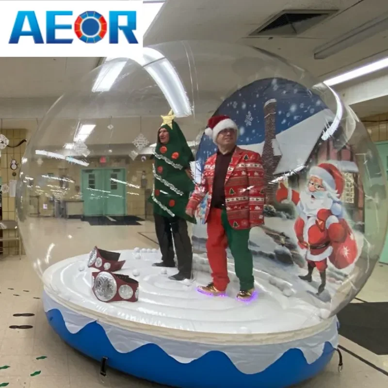 Christmas Giant Human Size Inflatable Snow Globe Photo Booth With Blowing Snow