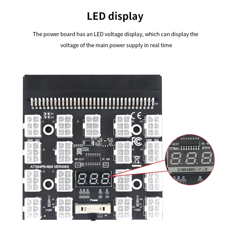 Tabliczka zaciskowa 17 Port 6Pin LED moc wyświetlacza moduł serwera Adapter do kart dla HP 1200W 750W PSU GPU górnik górnictwo BTC ETH