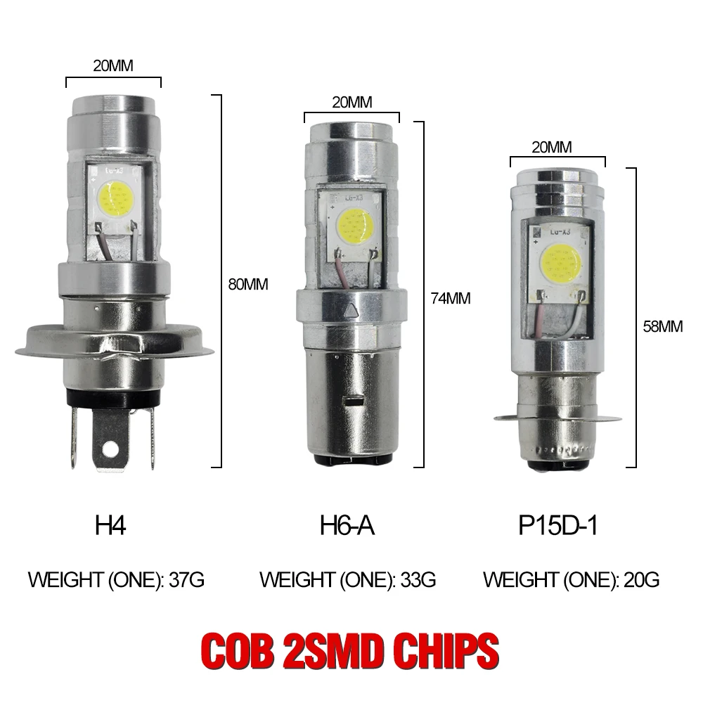 1x H4 LED Headlight Bulbs Universal DC 12V 12W LED COB Motorcycle Headlight Lamp Scooter Outdoor LightingH4/P15D/BA20D COB