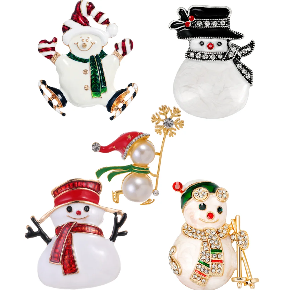 Cartoon Christmas Snowman Brooch Christmas Gift Chest Flower Pin XMAS Gift Enamel Glazed Clothing Accessories