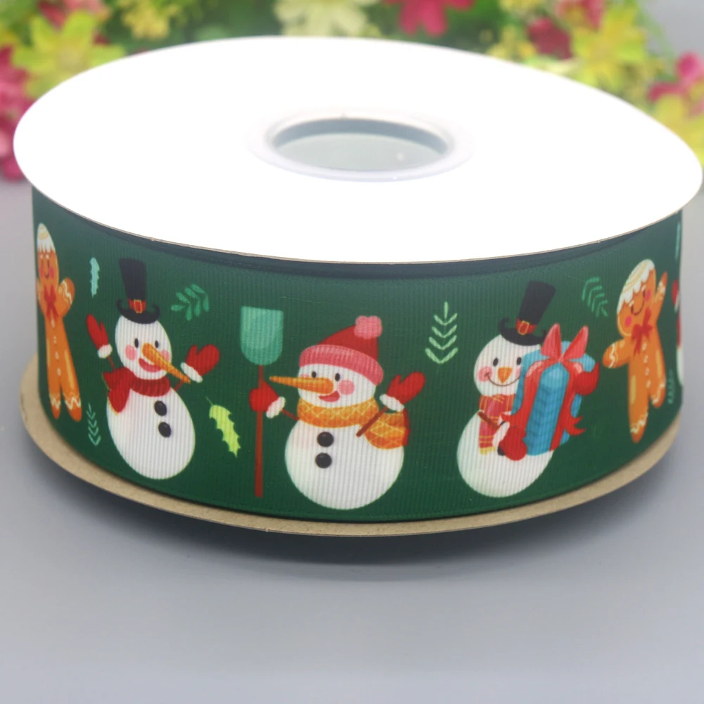 

DHK 50mm 50yards Christmas Printed Grosgrain Ribbon Accessories Material Decoration Collar DIY Sewing Craft S2390