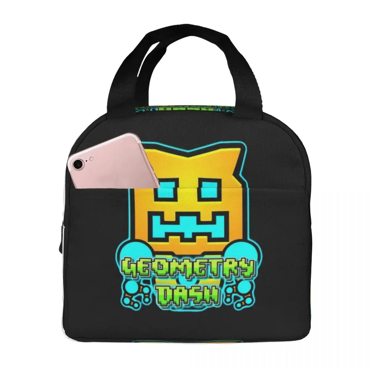 

Games Video Geometric Dash Insulated Lunch Bags Thermal Bag Lunch Container Geometry Dash Tote Lunch Box Girl Boy Beach Picnic