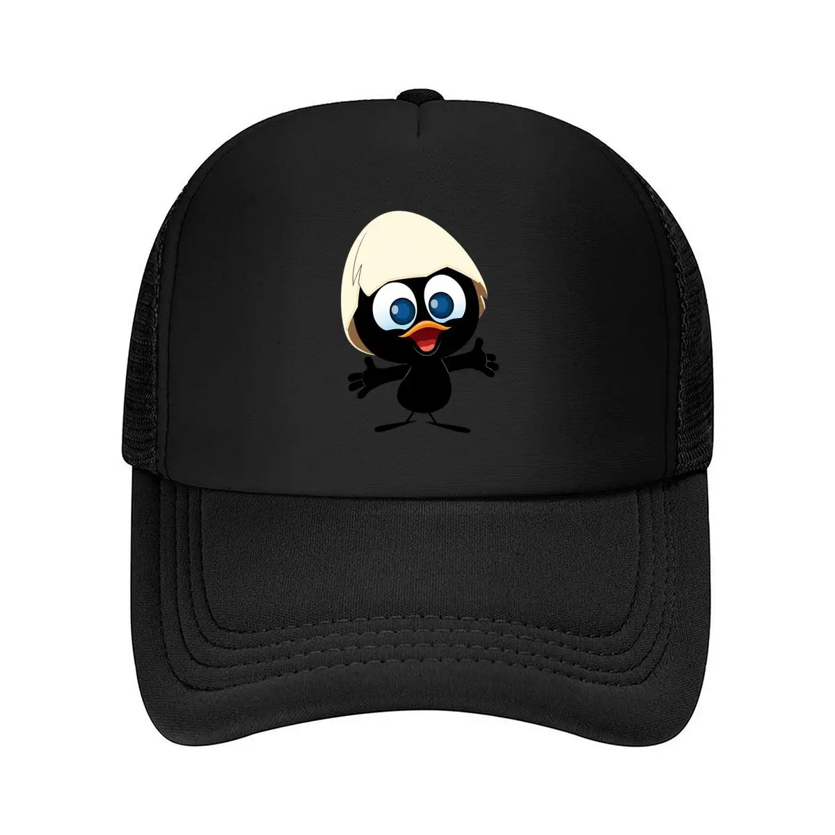 Cute Blackbird Hatching From Eggshell Cartoon Illustration Mesh Baseball Cap Hip Hop