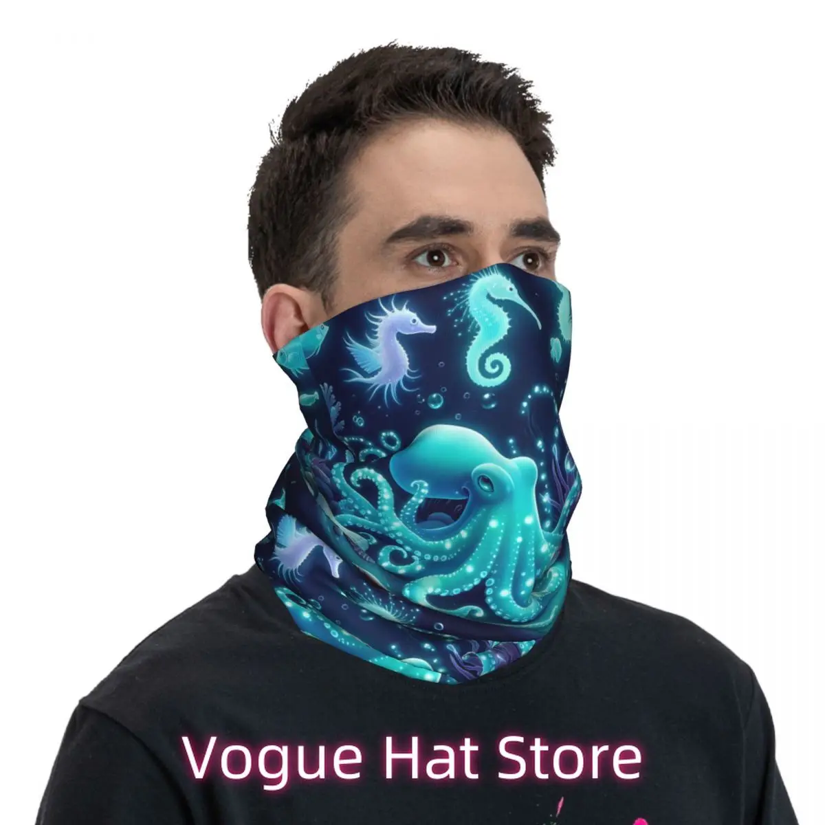 المخلوقات البحرية قنديل البحر الأخطبوط الحوت وشاح منديل الرقبة قناع الوجه البوليستر #4