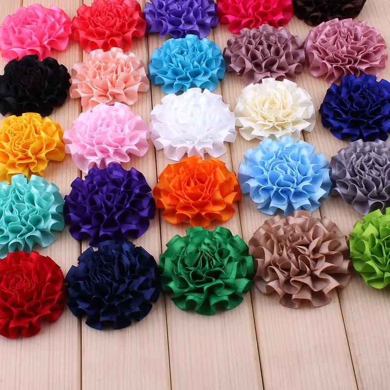 

200pcs/lot 5.5CM Handmade Satin Hair Flower Chic Artificial Fabric Flowers For Wedding Decoration