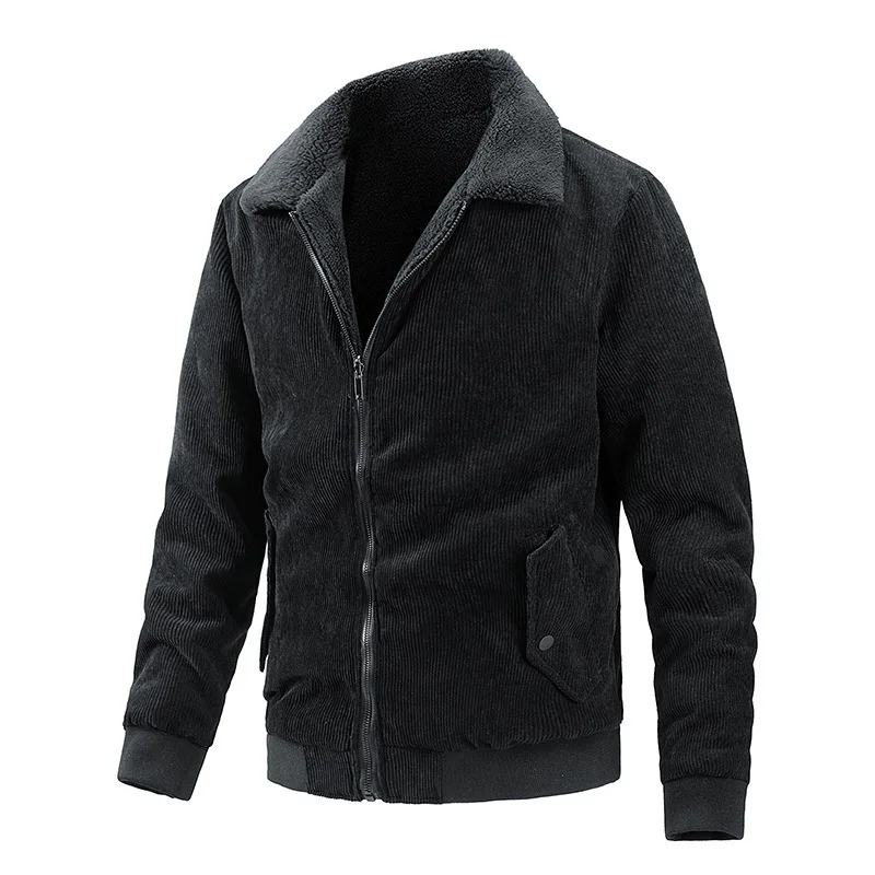 Winter Man Jacket Thicken Fleece Cold-proof Turn Down Collar Men Two-sided Coat Retro Vintage Long Sleeves Casual Male Outerwear