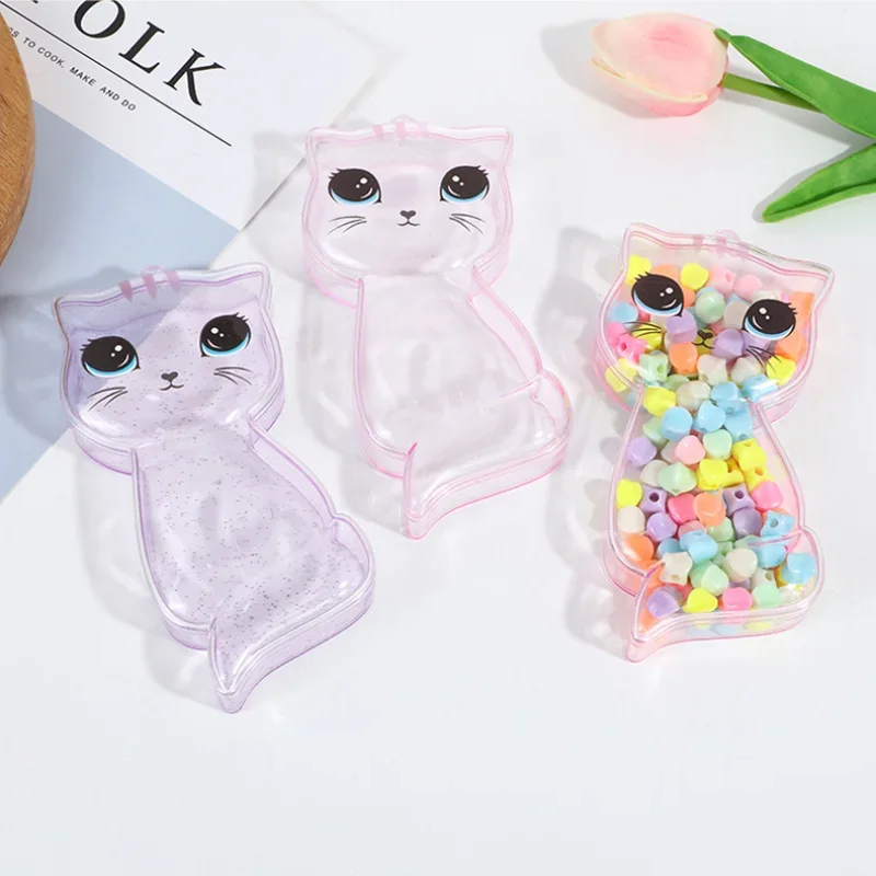 Portable Mini Transparent Cartoon Animal Shape Jewelry Storage Box Lovely Girl Heart Cosmetic Organizer Office Desktop Organizer