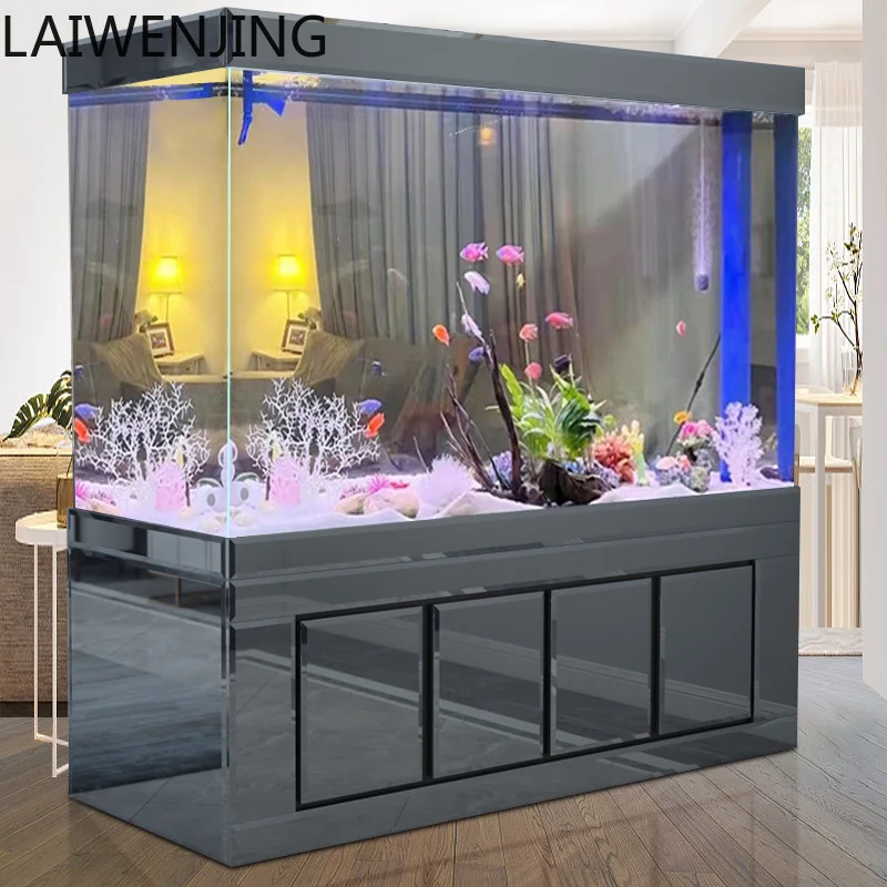 

HLZ screen fish tank partition living room large aquarium ultra-white glass water-free bottom filter