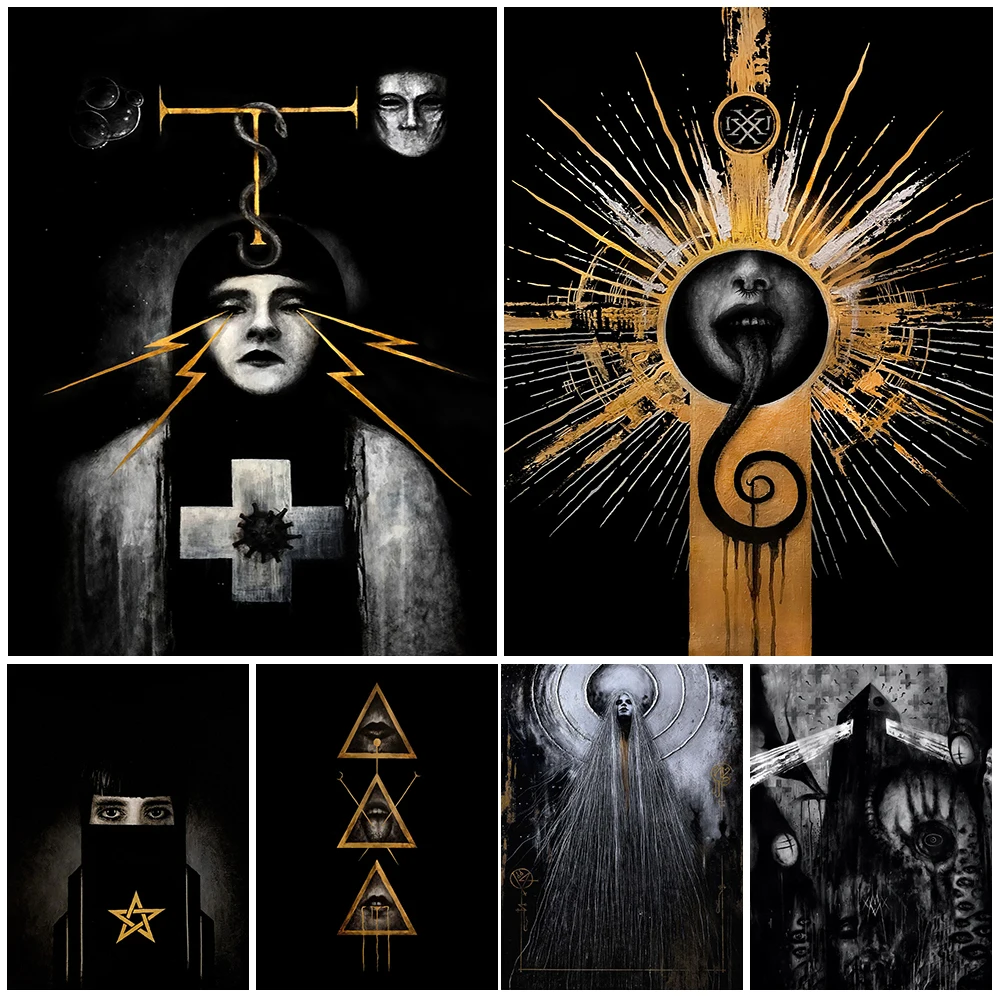 

Creepy Gothic Occult Witchcraft Art Print Dream Griever,Bat Wings,Heart And Skull Symbolism Dark Art Canvas Painting Wall Art