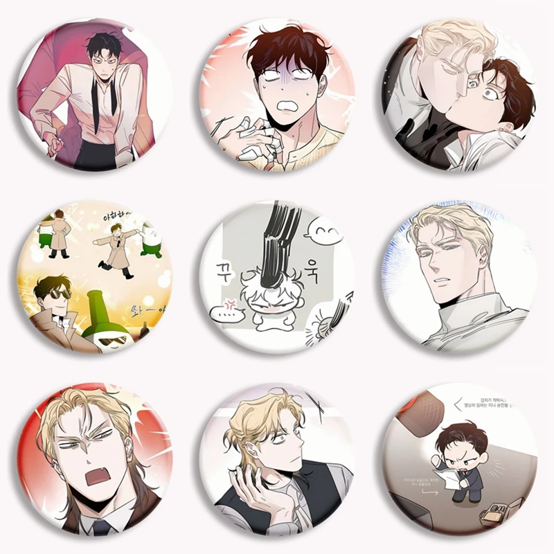 

Korean Comic Roses and Champagne Anime Button Pin Bl Manhwa Ceaser Brooch Badge Bag Accessories Fans Collect Friends Gift 58mm