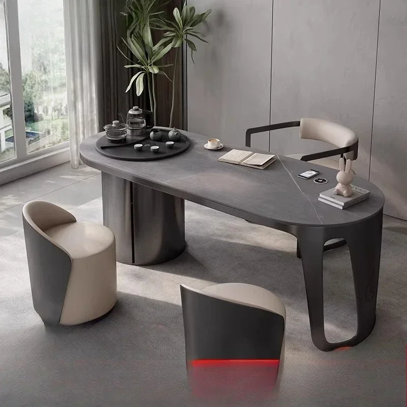 Minimalist Stainless Steel Coffee Table Combination Mini Rock Slab Italian Tea