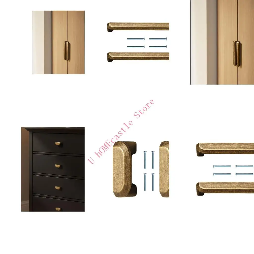63HF Set of 2 Vintages Styles Yellow Bronze Drawer Handles for Personalize Interior Designs and Home Makeover Projects