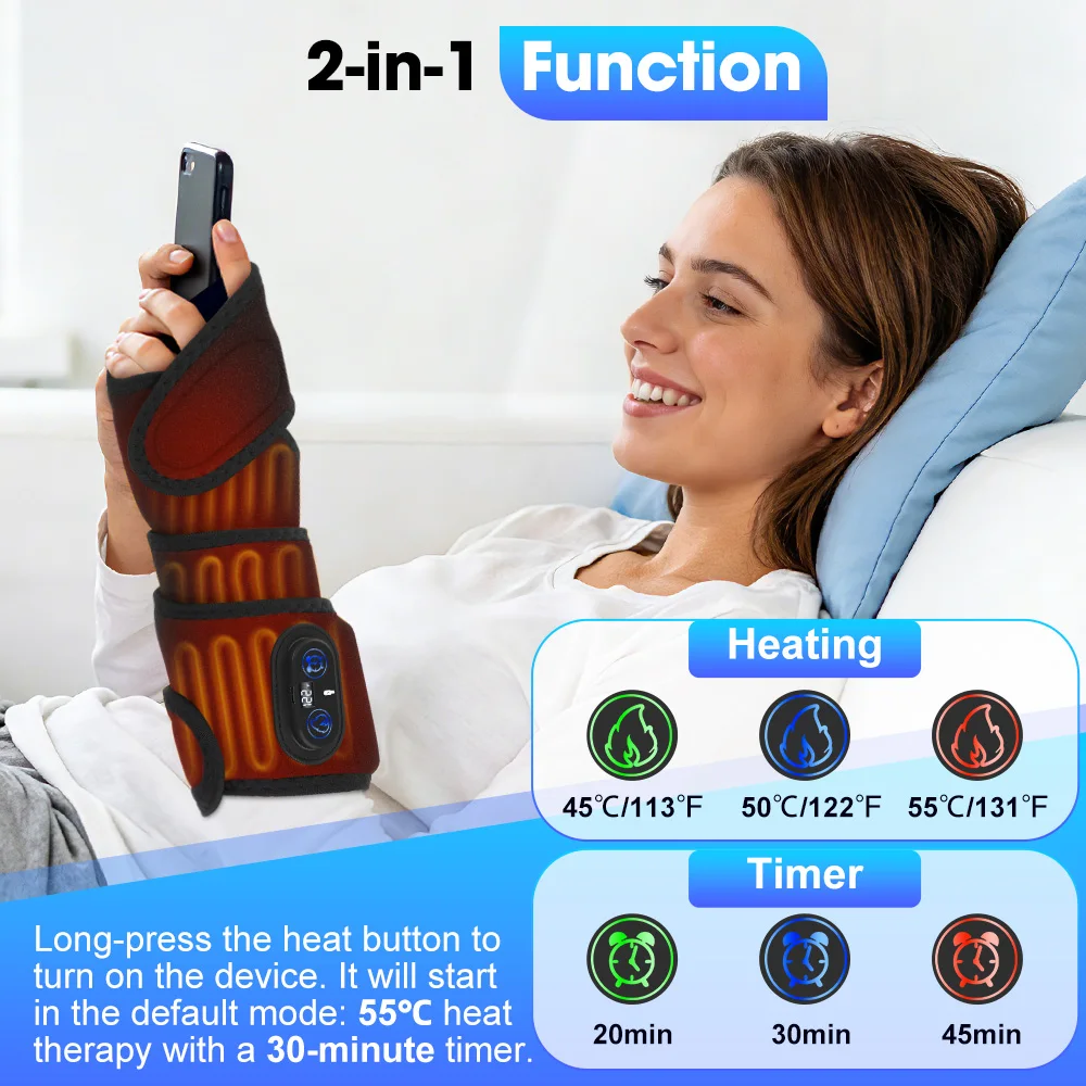 

Wrist Heating Pad Cordless Heated Wrist Massager Heating Strap with Digital Display Wrist Support Pad Rechargeable Wristband