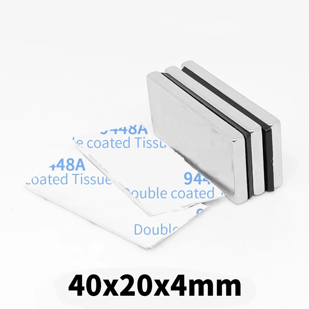 40x20x4mm Block Powerful Strong Magnetic Magnet 40x20x4 Permanent NdFeB Magnet With 3M Self - Adhesive 40*20*4