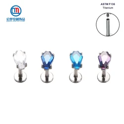 ASTM F136 Titanium Internally Threaded Zircon Labret Lip Tragus Cartilage Helix Earrings Body Piercing Jewelry