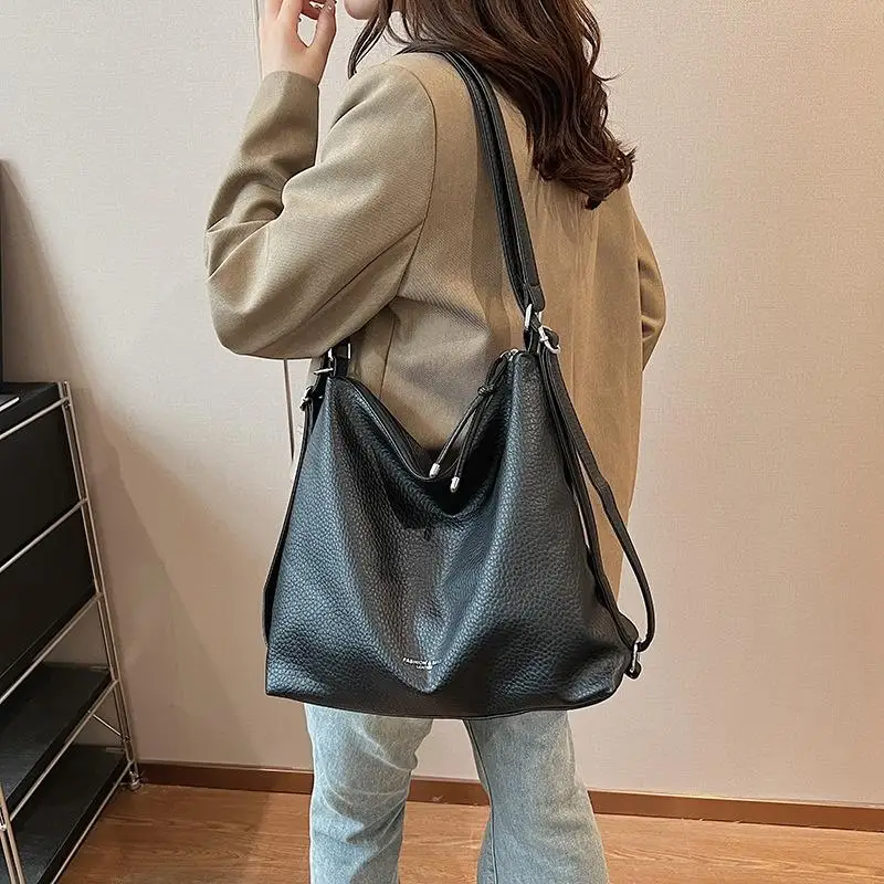 

Multifunctional Backpacks Soft Washed PU Leather Shoulder Bags Large Capacity Anti-thief Backpack School Bag for Woman Girls