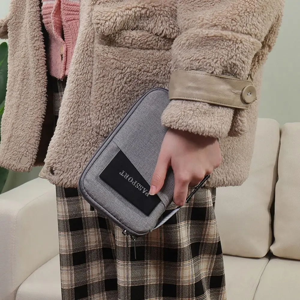 Travel Accessories Travel Wallet Ticket Holder Zipper Family Passport Holder OX Cloth Passport Protective Cover Document Case