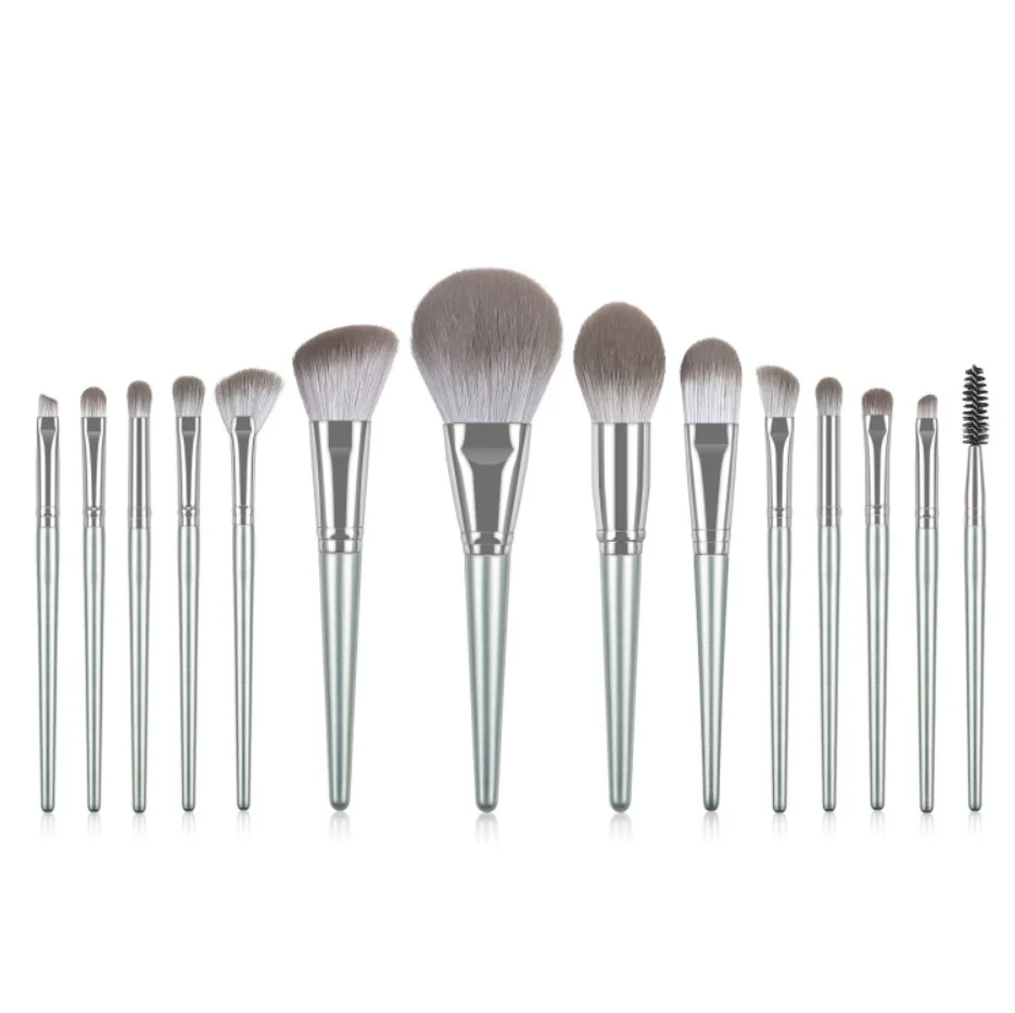 Silbernes Make-up-Pinsel-Set Private Label Kunsthaarpinsel Foundation Puder Kontur Lidschatten Make-up-Pinsel Großhandel 5-Set