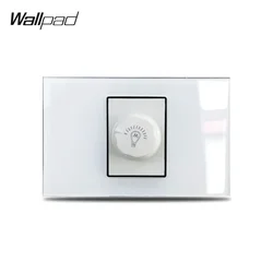 AU US Dimmer Light Switch Wallpad L3 Crystal White Glass Frame 118*75mm Light On Off Brightness Control Rotary Switch 3M