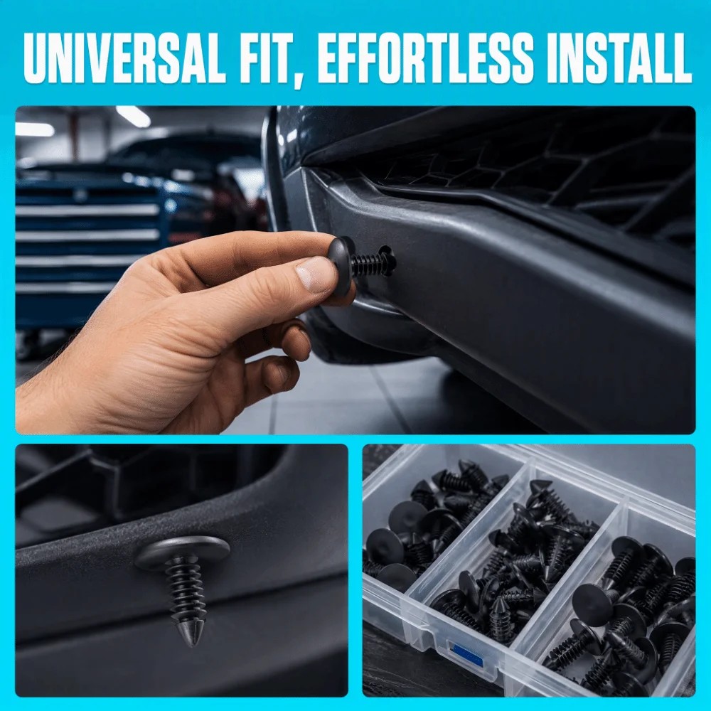 50PCS Handy Plastic Retainer Clip Black Universal Bumper Rivet Fastener Durable Trim Push Pin Trunk Interior Refit