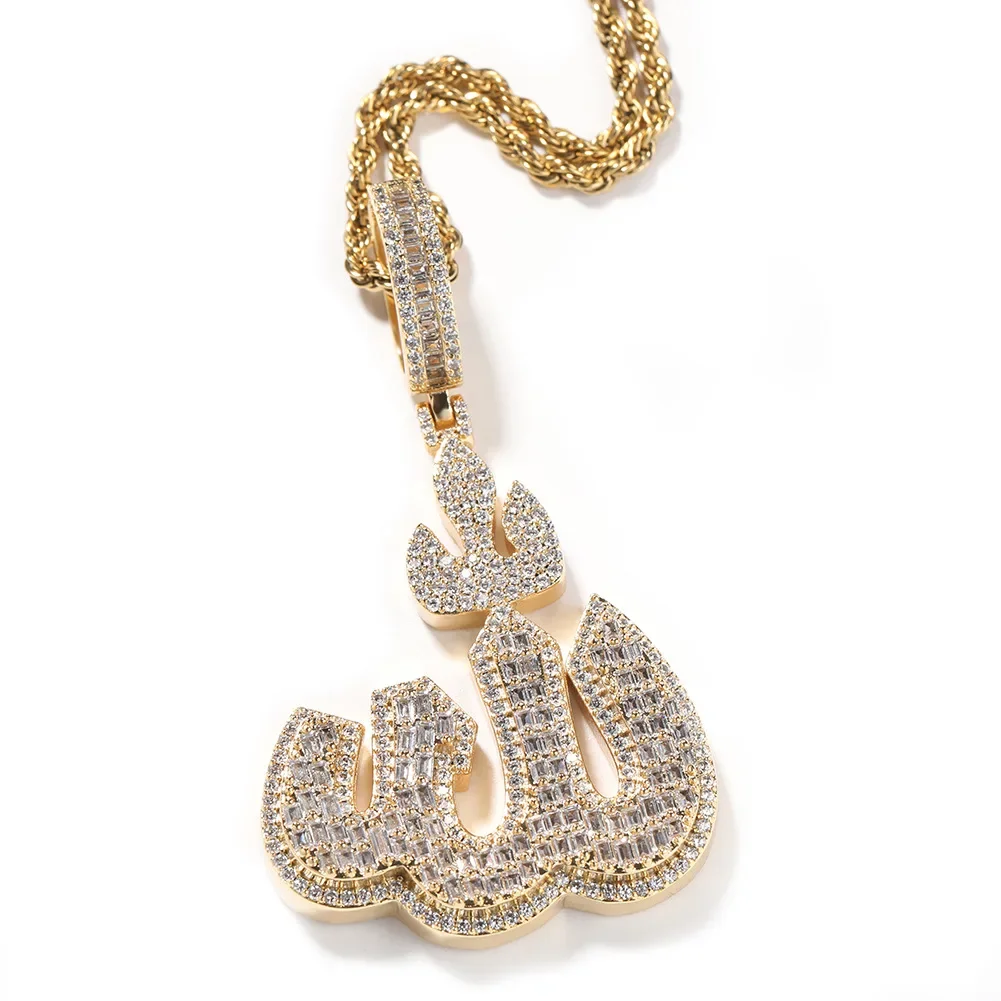 Hiphop Style Men Jewelry Arabic Sign Letter Iced Out Pendant Necklace For Boys